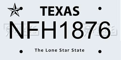 NFH1876 Texas License Plate