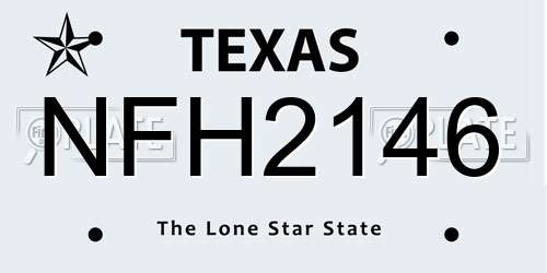 NFH2146 Texas License Plate