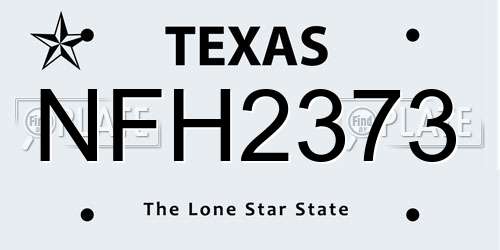 NFH2373 Texas License Plate