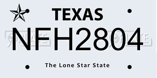 NFH2804 Texas License Plate