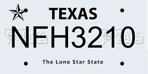 NFH3210 Texas License Plate