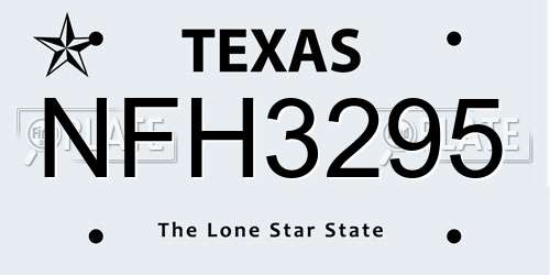 NFH3295 Texas License Plate