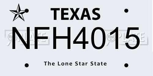 NFH4015 Texas License Plate