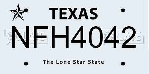 NFH4042 Texas License Plate