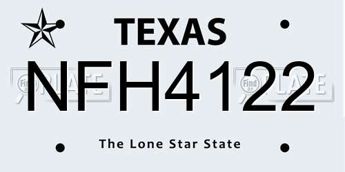 NFH4122 Texas License Plate