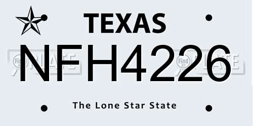 NFH4226 Texas License Plate