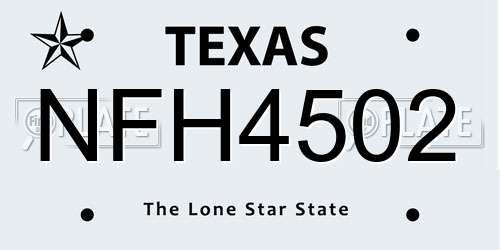 NFH4502 Texas License Plate