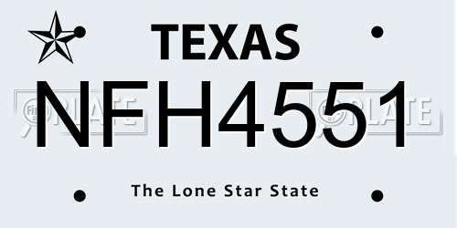 NFH4551 Texas License Plate
