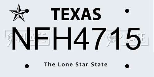NFH4715 Texas License Plate