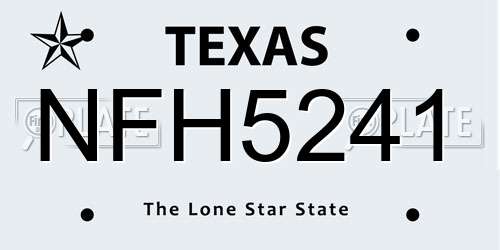 NFH5241 Texas License Plate