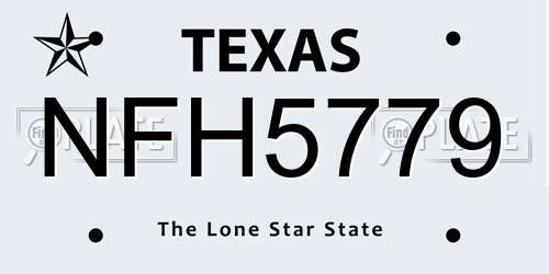 NFH5779 Texas License Plate