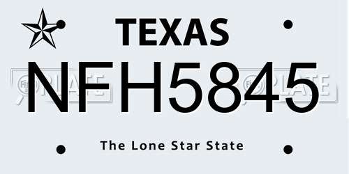 NFH5845 Texas License Plate