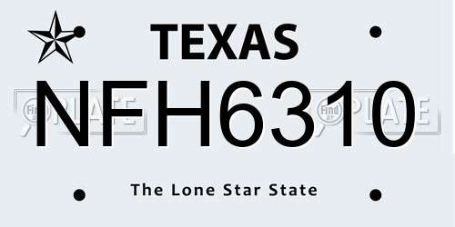 NFH6310 Texas License Plate