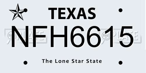 NFH6615 Texas License Plate