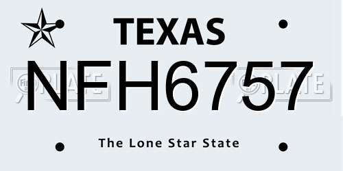 NFH6757 Texas License Plate