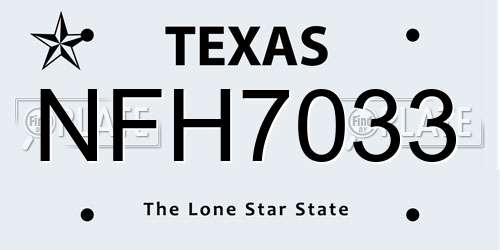 NFH7033 Texas License Plate