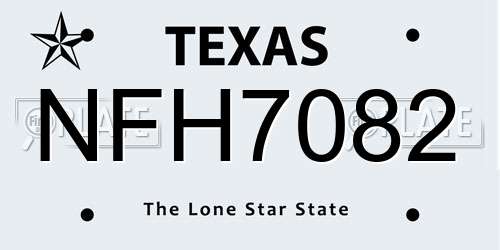 NFH7082 Texas License Plate
