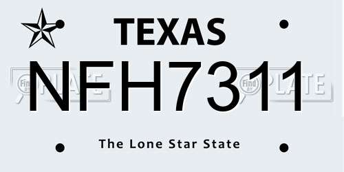NFH7311 Texas License Plate