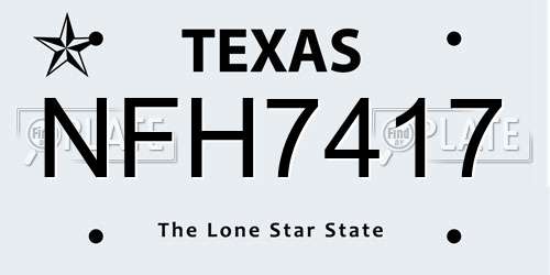 NFH7417 Texas License Plate