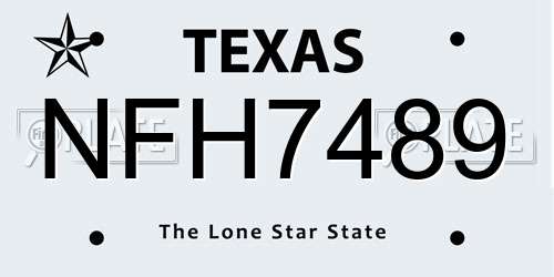 NFH7489 Texas License Plate