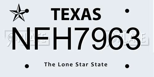 NFH7963 Texas License Plate