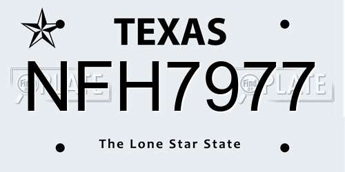NFH7977 Texas License Plate