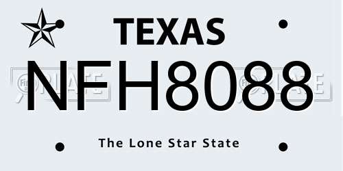 NFH8088 Texas License Plate