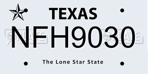 NFH9030 Texas License Plate
