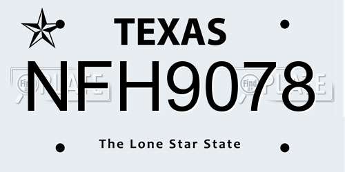 NFH9078 Texas License Plate