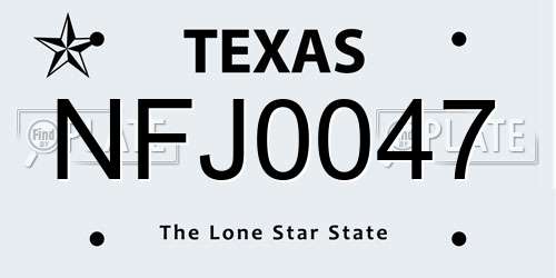 NFJ0047 Texas License Plate