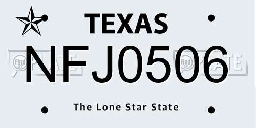 NFJ0506 Texas License Plate