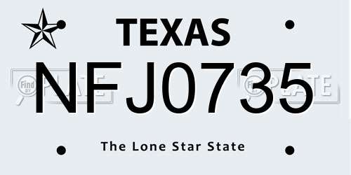 NFJ0735 Texas License Plate