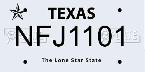 NFJ1101 Texas License Plate