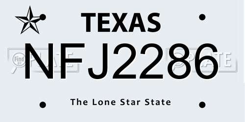 NFJ2286 Texas License Plate