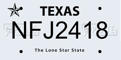 NFJ2418 Texas License Plate