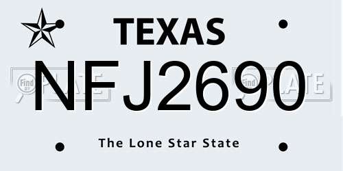 NFJ2690 Texas License Plate