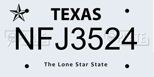 NFJ3524 Texas License Plate