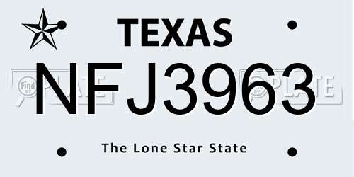 NFJ3963 Texas License Plate