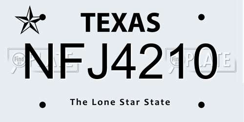 NFJ4210 Texas License Plate
