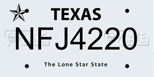 NFJ4220 Texas License Plate