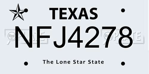NFJ4278 Texas License Plate