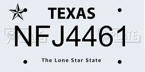NFJ4461 Texas License Plate
