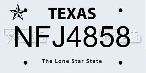 NFJ4858 Texas License Plate