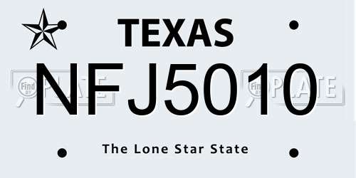 NFJ5010 Texas License Plate
