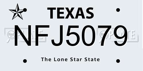 NFJ5079 Texas License Plate
