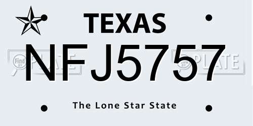 NFJ5757 Texas License Plate