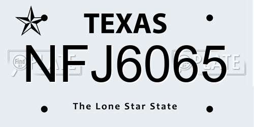 NFJ6065 Texas License Plate