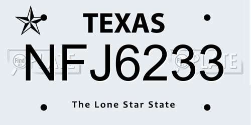 NFJ6233 Texas License Plate