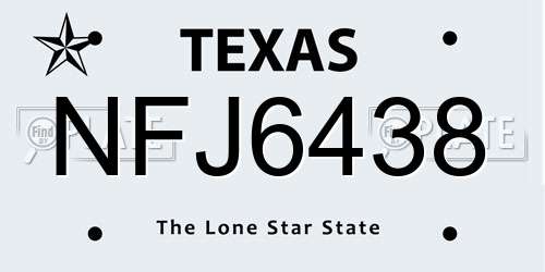 NFJ6438 Texas License Plate