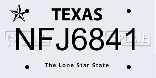 NFJ6841 Texas License Plate